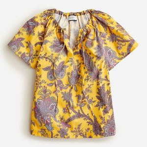 JCREW Collection, Tie-Neck Poplin Top in Ratti Golden Paisley .